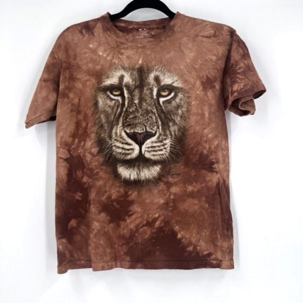 Vintage The Mountain Women's Tie-Dye Crew Neck Lion Graphic‎ shirt Brown Small